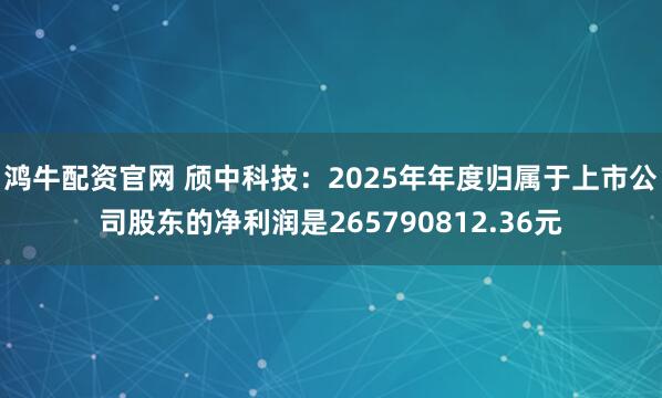 鸿牛配资官网 颀中科技：2025年年度归属于上市公司股东的净利润是265790812.36元