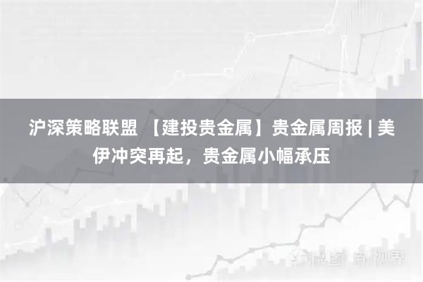 沪深策略联盟 【建投贵金属】贵金属周报 | 美伊冲突再起，贵金属小幅承压